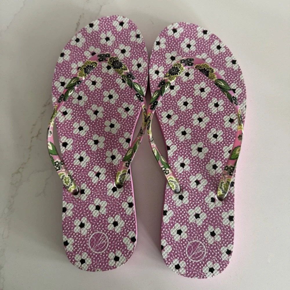 Vera Bradley Priscilla Pink‎ Flip Flops Women's Large 9/10 Floral